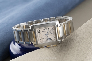 Cartier Tank Francaise chronograph steel / gold quartz Kal. 212P Ref. 2303