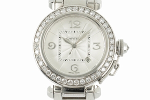 Cartier Pasha 18 ct white gold automatic Kal. 120 Ref. 2398