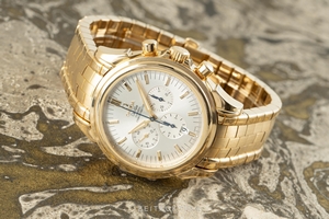 Omega De Ville chronograph 18 ct gold automatic Kal. 3313 Ref. 4141.30.00