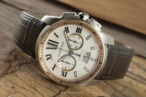Cartier Calibre de Cartier chronograph steel / gold automatic Kal. 1904-CH MC Ref. W7100043