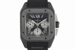 Cartier Santos 100 chronograph steel / titanium automatic Kal. 8630 Ref. W2020005, 3104
