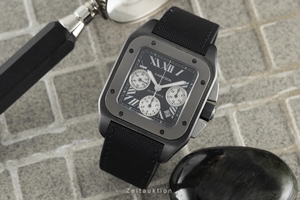 Cartier Santos 100 chronograph steel / titanium automatic Kal. 8630 Ref. W2020005, 3104