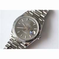 Rolex Day-Date Oyster Fluted Stick Markers Texture Grey Dial Bracelet BP