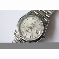 Rolex Day-Date Oyster Fluted Stick Markers Texture Grey Dial Bracelet BP