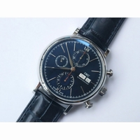 Portofino Chrono SS Blue Dial Blue Leather Strap A7750 ZF