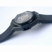 Big Bang Unico Sang Bleu PVD Case SS Skeleton Dial Black Gummy Strap HUB1213 TMF