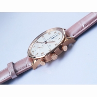 IWC Portuguese IW3714 RG Diamond White Dial Pink Leather Strap A79350 Slim Movement ZF
