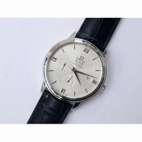 De Ville Prestige Real PR SS Black & White Dial Black Leather Strap MIYOTA 9015 ZF