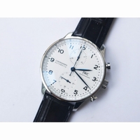 IWC IW371602 Portugieser Chronograph ��150 Years�� White Dial Leather Strap A7750 Slim Movement ZF