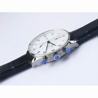 IWC IW371602 Portugieser Chronograph ��150 Years�� White Dial Leather Strap A7750 Slim Movement ZF