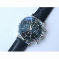 Portofino Chrono Black Dial Black Leather Strap A7750 ZF