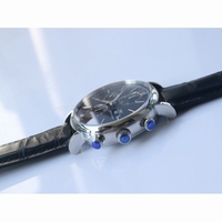 Portofino Chrono Black Dial Black Leather Strap A7750 ZF