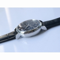 Portofino Chrono Black Dial Black Leather Strap A7750 ZF