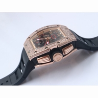 RM011 RG Chronograph Diamonds Bezel Crystal Skeleton Dial Black Rubber Strap A7750 KVF