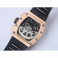 RM011 RG Chronograph Diamonds Bezel Crystal Skeleton Dial Black Rubber Strap A7750 KVF