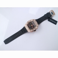 RM011 RG Chronograph Diamonds Bezel Crystal Skeleton Dial Black Rubber Strap A7750 KVF