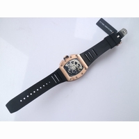 RM011 RG Chronograph Diamonds Bezel Crystal Skeleton Dial Black Rubber Strap A7750 KVF