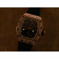 RM011 RG Chronograph Diamonds Bezel Crystal Skeleton Dial Black Rubber Strap A7750 KVF