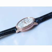 Rendez-Vous Night & Day RG Black Markers Diamonds Bezel White Dial Leather Strap A898