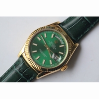 DayDate Full YG Wrapped 36mm Green Dial Green Croco Leather BP Eta2836