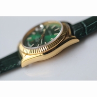 DayDate Full YG Wrapped 36mm Green Dial Green Croco Leather BP Eta2836