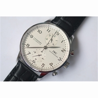 IWC Portuguese Chrono IW371447 White Dial Silver Marker Black Leather ZF A7750