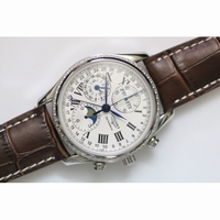 Master Moonphase Chronograph SS White Diamond Bezel Leather A7751