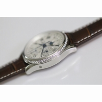 Master Moonphase Chronograph SS White Diamond Bezel Leather A7751