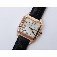 Cartier Santos RG Silver Dial Black Croco Strap Ronda Quartz
