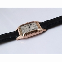 Cartier Santos RG Silver Dial Black Croco Strap Ronda Quartz