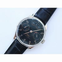 Portuguese Real PR Real Annual Calendar Edition ��Pisa�� Black Dial Leather Strap A52850 ZF