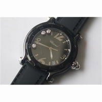 Happy Sports Ladies Ceramic Black Dial Rubber Quartz