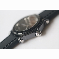 Happy Sports Ladies Ceramic Black Dial Rubber Quartz