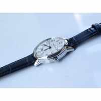 Rendez-Vous Night & Day Polished Bezel White Textured Dial Blue Leather Strap A898 ZF