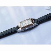 Cartier Santos SS/RG Two Tone Silver Dial Black Croco Strap Ronda Quartz