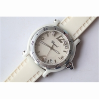 Happy Sports Ladies Ceramic White Dial Rubber Quartz