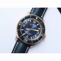 Fifty Fathoms RG Bright Blue Dial Blue Leather Strap A1315 ZF
