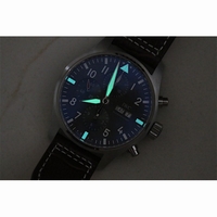 IWC Pilot Chrono 377719 43mm Grey Dial Leather ZF A7750