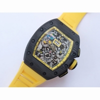 RM011-FM Chrono Forged Carbon Yellow Bezel Skeleton Dial Yellow Rubber Strap A7750