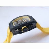 RM011-FM Chrono Forged Carbon Yellow Bezel Skeleton Dial Yellow Rubber Strap A7750