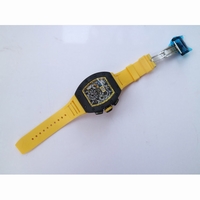 RM011-FM Chrono Forged Carbon Yellow Bezel Skeleton Dial Yellow Rubber Strap A7750