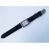 Reverso Two Face SS White Textured Dial Circle Sub Dial on Black Leather Strap OXF
