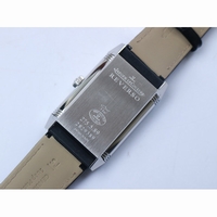 Reverso Two Face SS White Textured Dial Circle Sub Dial on Black Leather Strap OXF