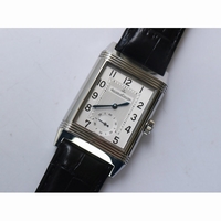Reverso Two Face SS White Dial Circle Sub Dial on Black Leather Strap  OXF