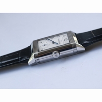 Reverso Two Face SS White Dial Circle Sub Dial on Black Leather Strap  OXF