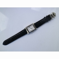 Reverso Two Face SS White Dial Circle Sub Dial on Black Leather Strap  OXF