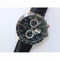 Carrera Calibre 16 Day-Date Ceramic Bezel Black Dial Leather Strap Cal.1887 V6F