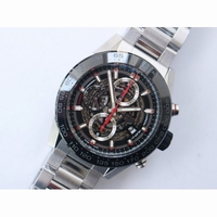 Calibre Heuer 01 Chrono SS/PVD Skeleton Dial Red Hand Bracelet A1887 XF