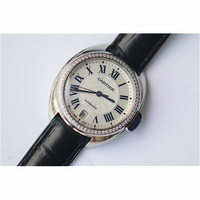 Cle de Cartier Diamond White Textured Dial Blue Marker Leather V6F MIYOTA9015