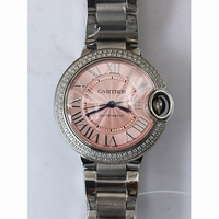 Ballon Bleu 33mm Diamond Bezel Pink & White Textured Dial Bracelet SWF